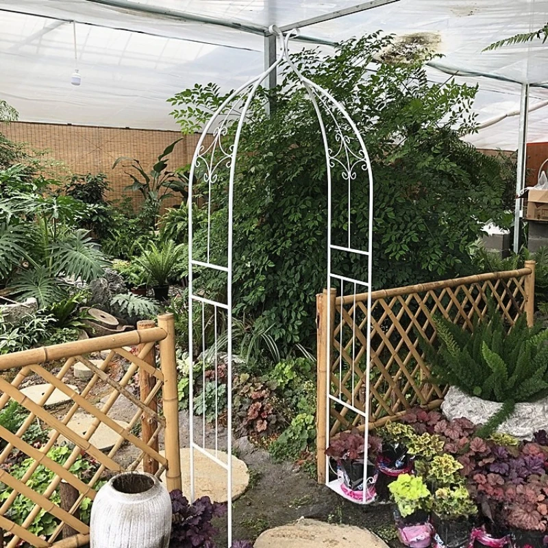 Outdoor Balcony Iron Arch Trellis Wall Mounted Climbing Plant Stand with Extension Rod Garden Decor for Roses Ivy Flower Holder