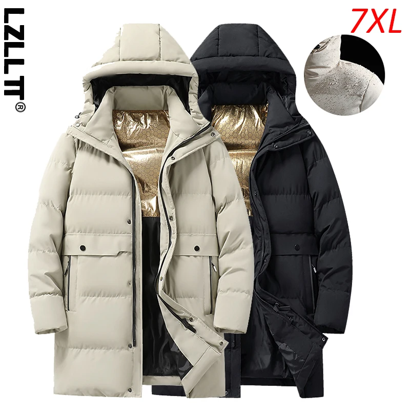 Winter Men Waterproof Windproof Long Jackets Coats Men Hooded Outdoor Thermal Jacket Male Casual Parka Windbreaker Plus Size 7XL