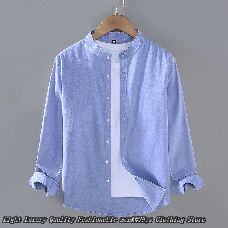 10 -color men\'s shirt linen solid color shirt casual top outdoor shopping clothing oversized size 6xl comfortable fabric