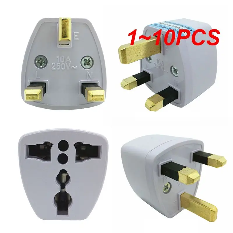 1~10PCS Universal 10A 250V Copper EU Korea Germany France Russia To HK UK Power Adapter Fused Plug Singapore Malaysia Converter