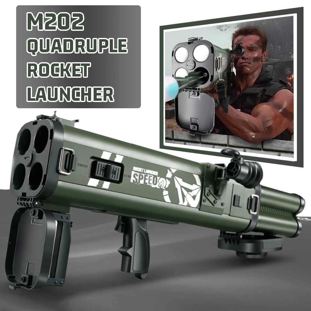 M202 Quadruple Rocket Launcher Foam Dart Blaster Plastic Rocket Launcher Toy Set for Ages 14+ Boys Kids Pretend Play Bazooka Toy