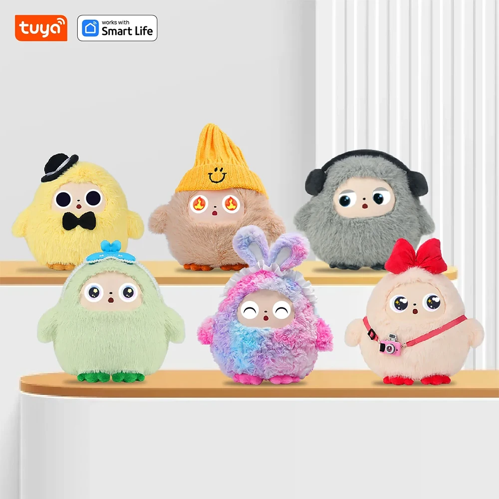 AI Plush Toy With LED Eyes Interactive Game Emotional Expression Display Soft Stuffed Animal For User Emotion Engagement TuyaApp