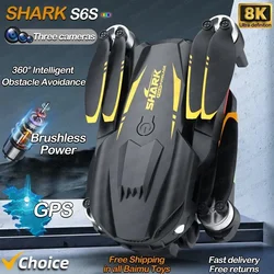 New Shark S6S 5G Brushless Drone Profissional 8K HD Camera WIFI FPV Obstacle Avoidance Optical Flow RC Foldable Quadcopter Toys