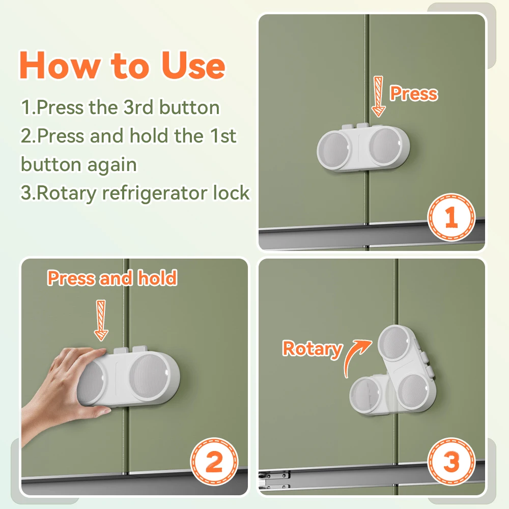 SAFELON 1 Pack Childproof French Fridge Lock ,Baby Safety Double Door Refrigerator Lock ,Cabinet Cupboard Lock for Toddlers