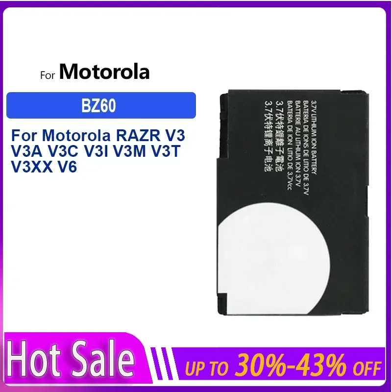 900mAh Replacement Battery BZ60 for Motorola RAZR V3 V3A V3C V3I V3M V3T V3XX V6 Mobile Phone Batteries Warranty + Track Code