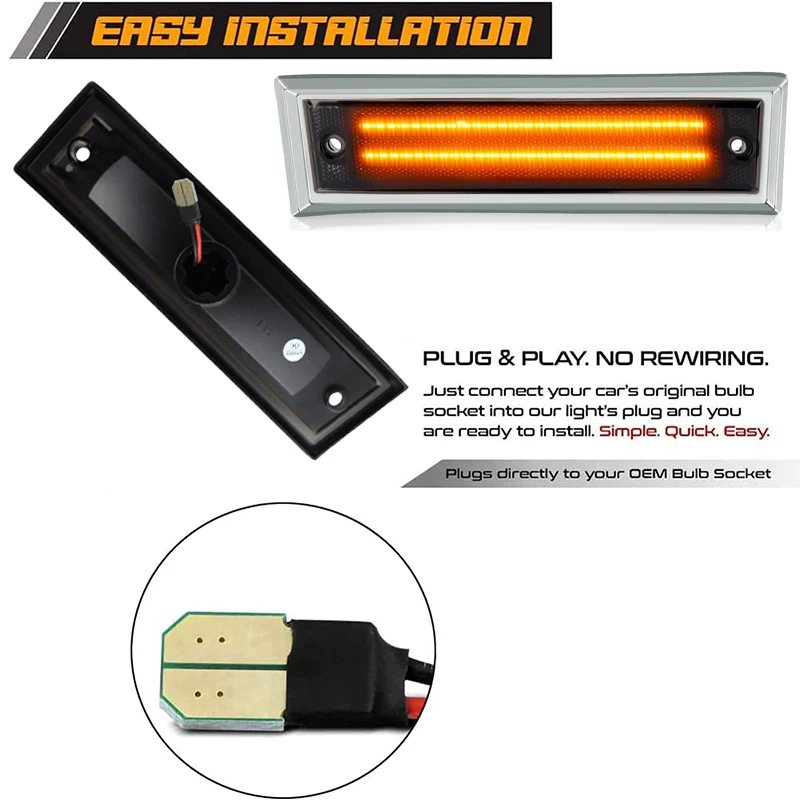 2xFor Chevrolet Suburban C10 C20 C30 LED Front Bumper Side Marker Light Turn Signal Lamps GMC C1500 C2500 C3500 Jimmy OEM#915557