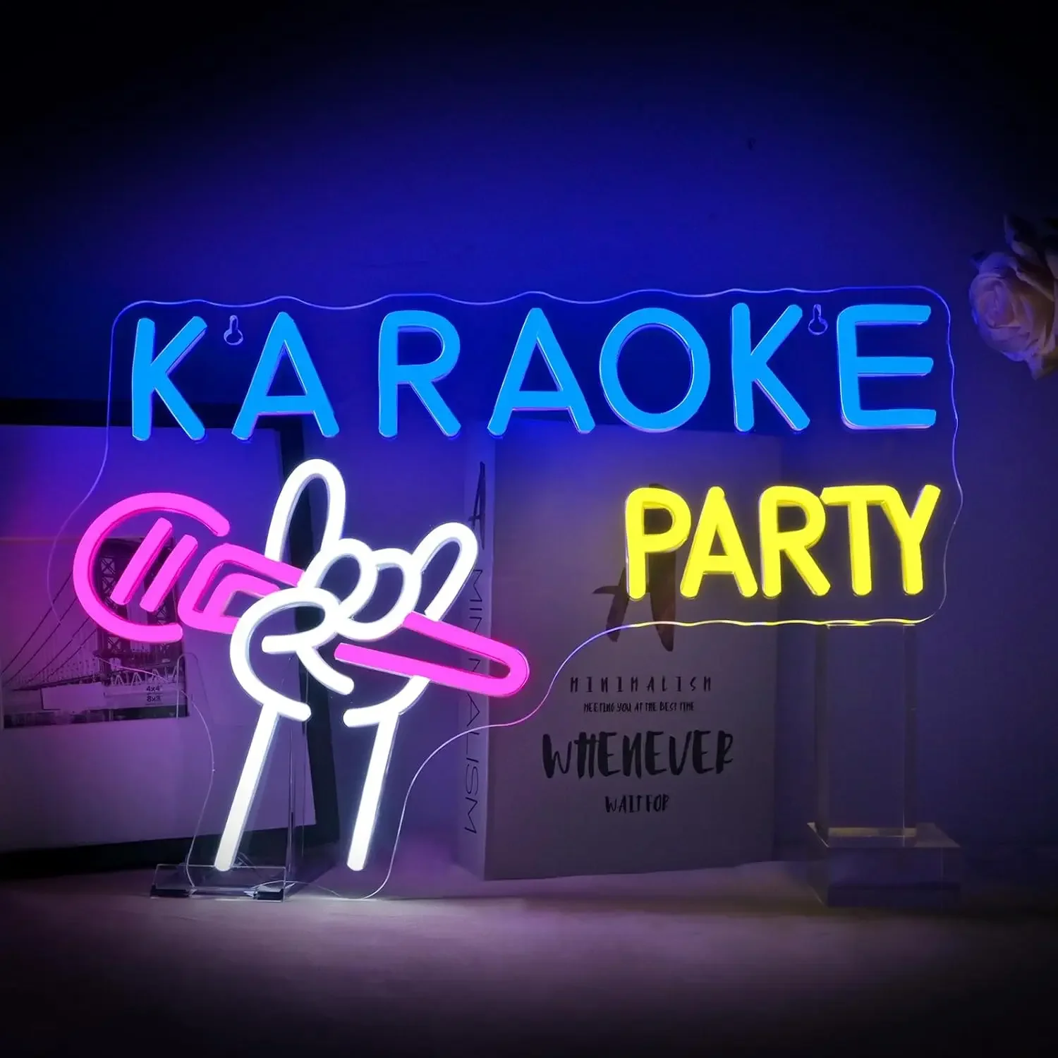 

Karaoke Party Neon Sign LED Dimmable Microphone Neon Light for Wall Decor for Party Birthday Men Cave Bar Music Studios Decor