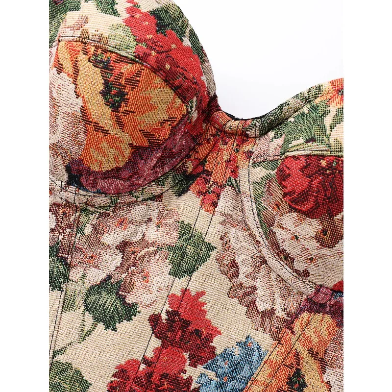 مشد نسائي عتيق على شكل هيكل السمكة بتصميم كلاسيكي مع أكمام قابلة للفصل لتنحيف الخصر #4