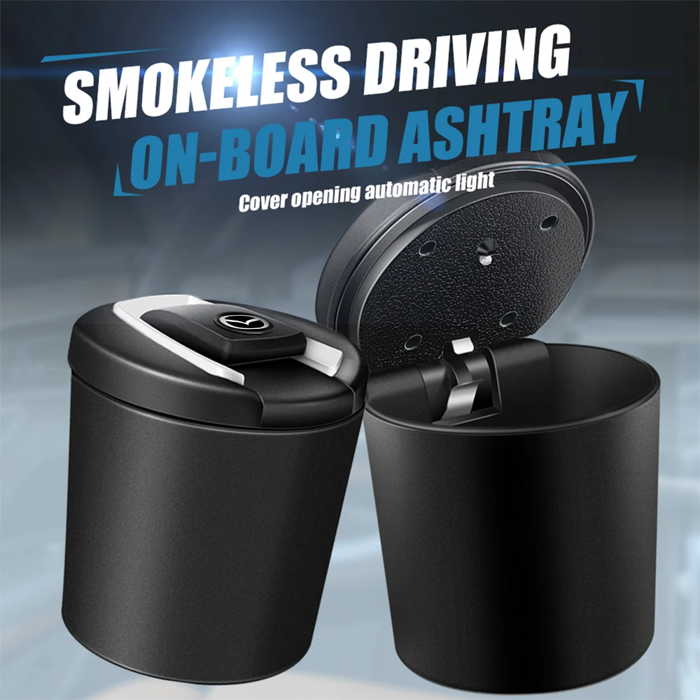 1pcs Car Ashtray With LED Light Portable Cigarette Ash Holds Cup Holder for Mazda 2 3 6 Atenza Axela Demio CX-3 RX-7 MX-5 CX-7