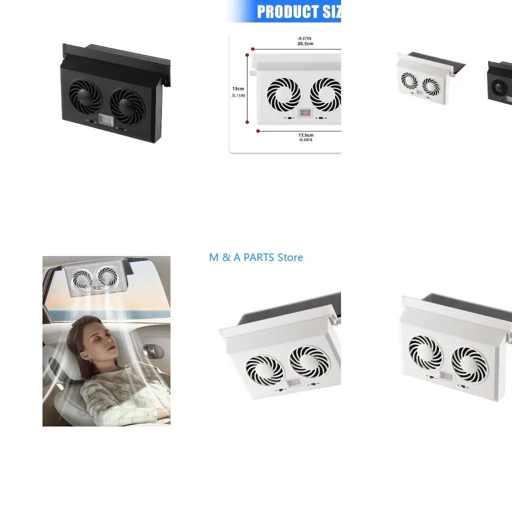 

U1JF Car Exhaust Fan with 2 Air Outlets Solar Radiator Cooling Fan Air Circulation Cooling Ventilator for Comfort
