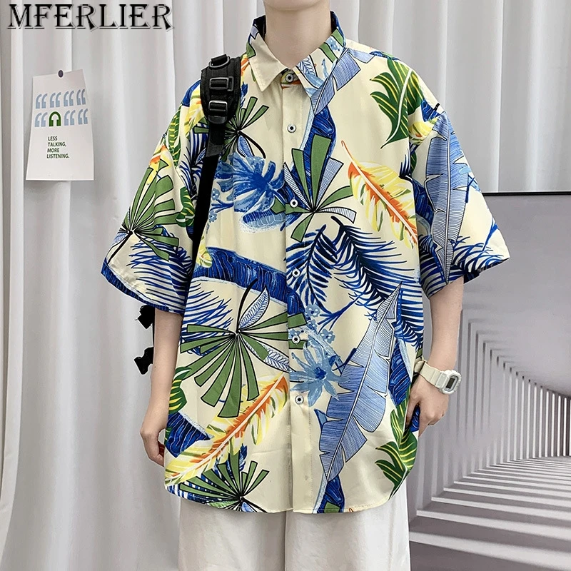 

summer men flower shirts short sleeve plus size 8XL 10XL beach casual Hawaii shirts mferlier 8762