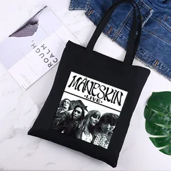 Maneskin Casual Large Capacity Shoulder Bags Shopper Canvas Harajuku  Print Ulzzang Handbags Cheap Women