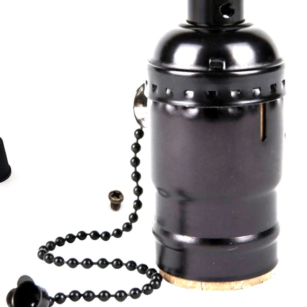 

3 pcs Lamp Socket E26 Light Base With Chain Aluminum Creative Lamp Holder Light Base Switch Bronze Pearl Black