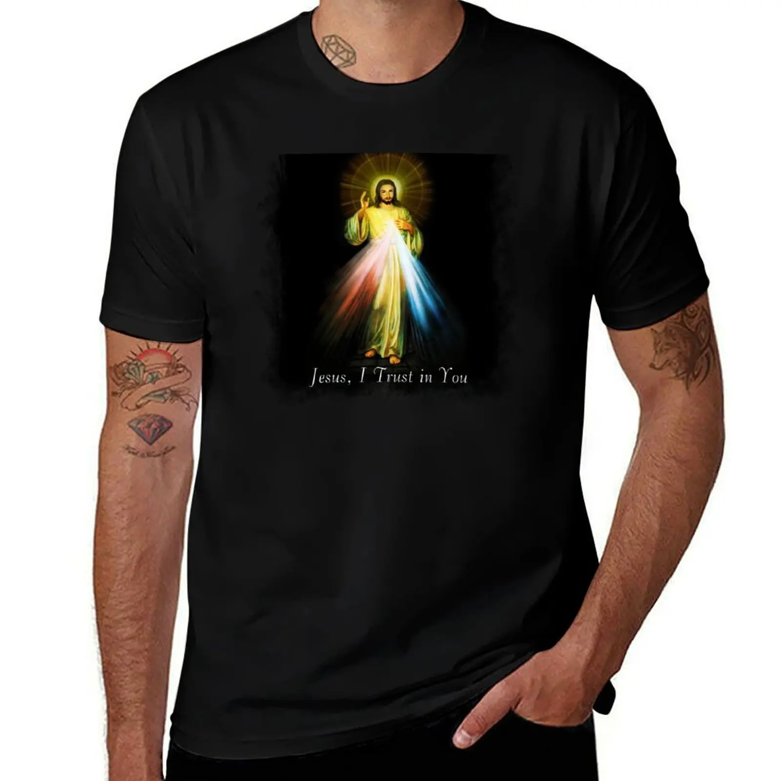 Jesus Divine Mercy Faustina Sacred Heart Catholic T-Shirt Casual Soft Cotton Short Sleeve Tee T-Shirt