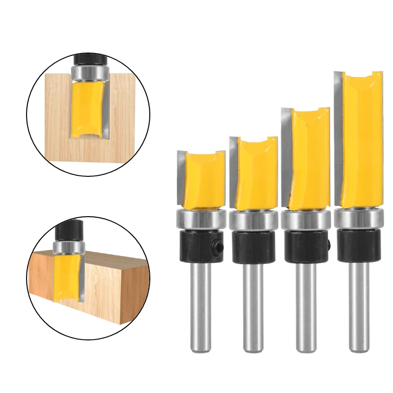 4Pcs 8mm Shank Template Trim Pattern Router Bit Woodworking Milling Cutter For Flush Trimmer Cleaning