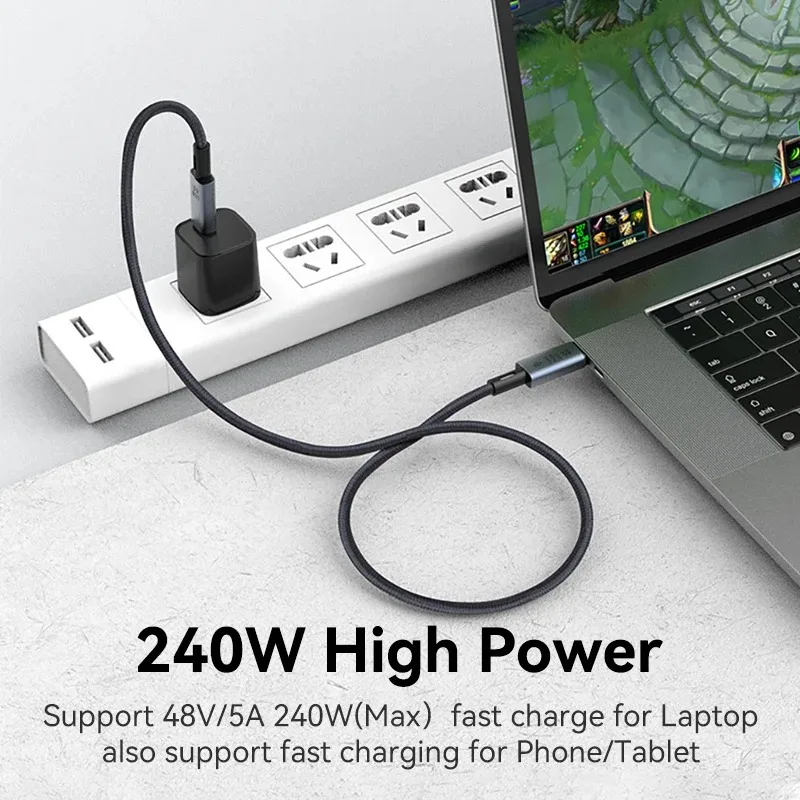 USB 4 Cable with LED Display 60Hz 8K Video 40Gbps 240W USB C Charging Cable For lPhone 15 MacBook Monitor Docking Stations