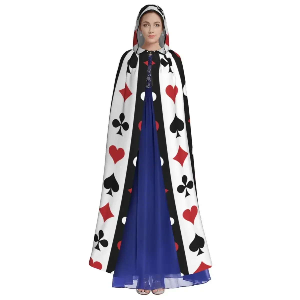 Customization Poker Red Black Alice In Wonderland Hooded Cloak Unisex Cloak With Hood Cloak Cosplay Costume