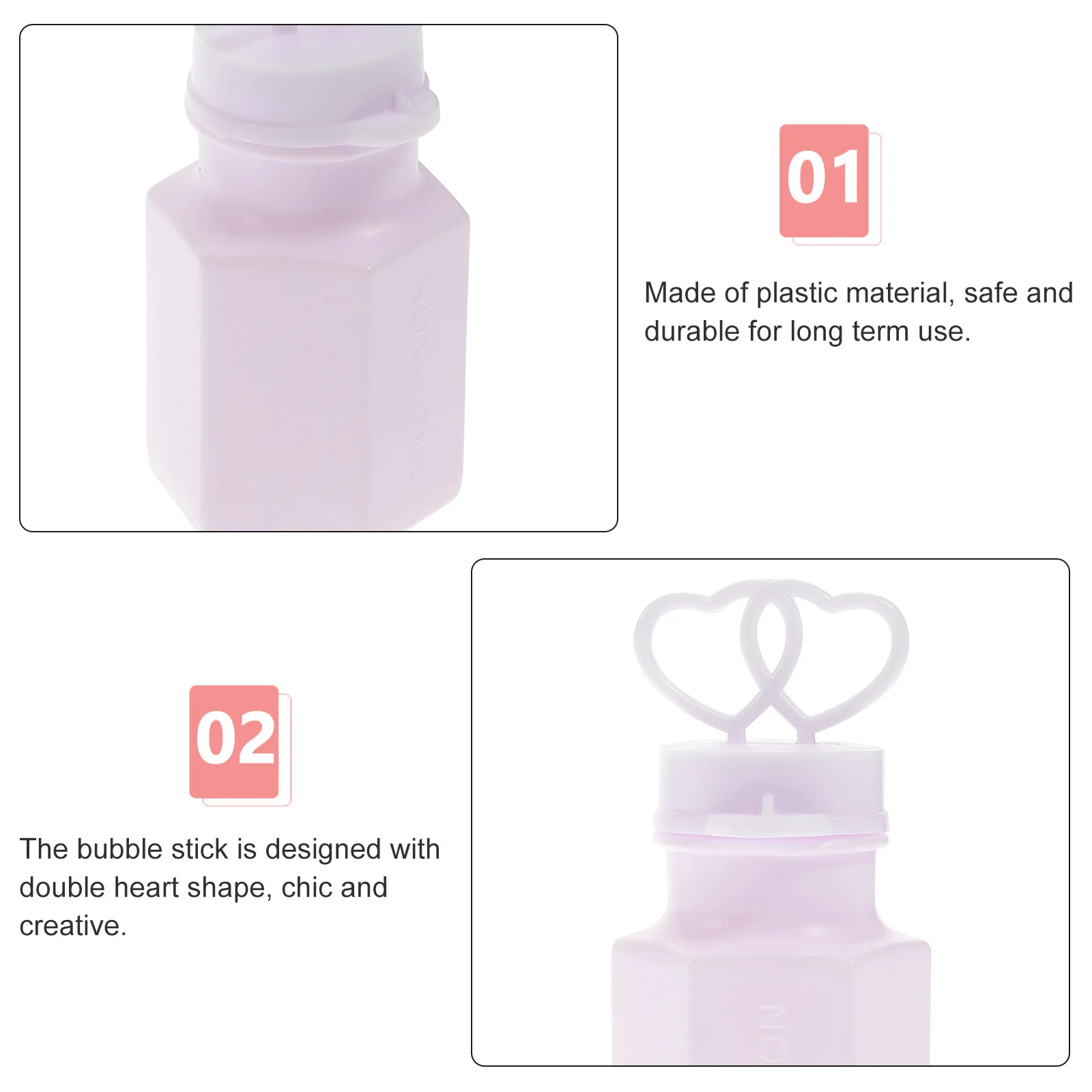 ขวดพลาสติกเปล่าพรีเมียมรูปหัวใจคู่ 24 ชิ้น สำหรับตกแต่งงานแต่งงาน งานวันเกิด ของขวัญเด็ก ไม้เป่าฟองสบู่