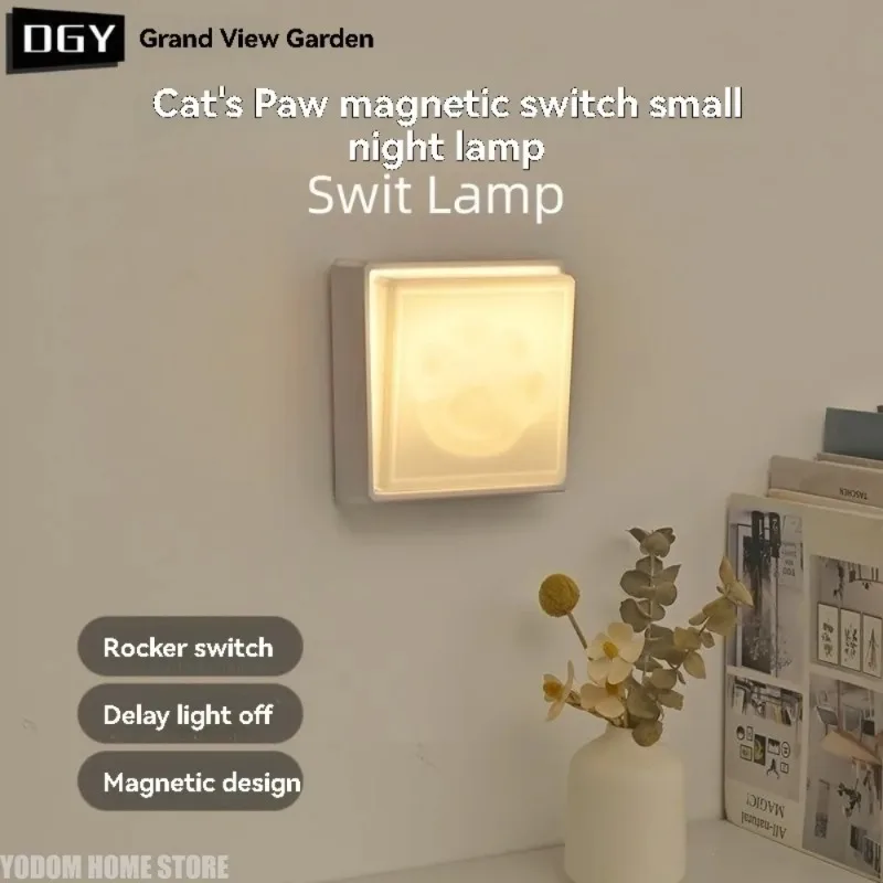 

Светодиодный ночник «Кошачья лапка» с USB-зарядкой, магнитным креплением, таймером, для дома, спальни, прикроватный светильник