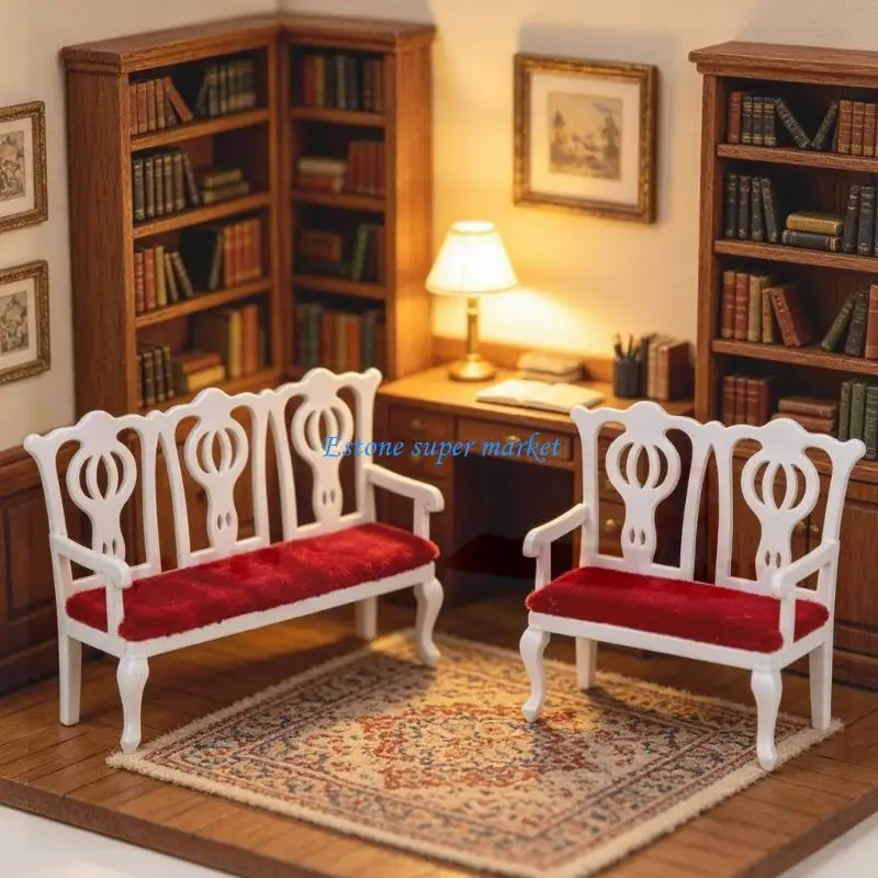 090B Antique Wooden Dollhouses Chairs Set Perfect For 1:12 Scale Miniatures