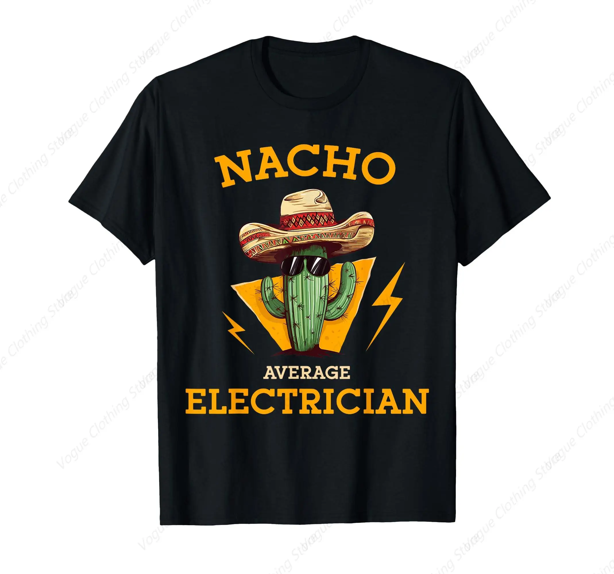 Nacho Average Electrician Funny Electrical Worker Joke T-Shirt Funny Graphic Short Sleeve Daily Comfortable Tee