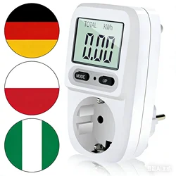 Wattmètre électrique LCD, 220V, prise de compteur d'énergie, testeur électrique, prise de mesure, analyseur de puissance, US, UK, AU