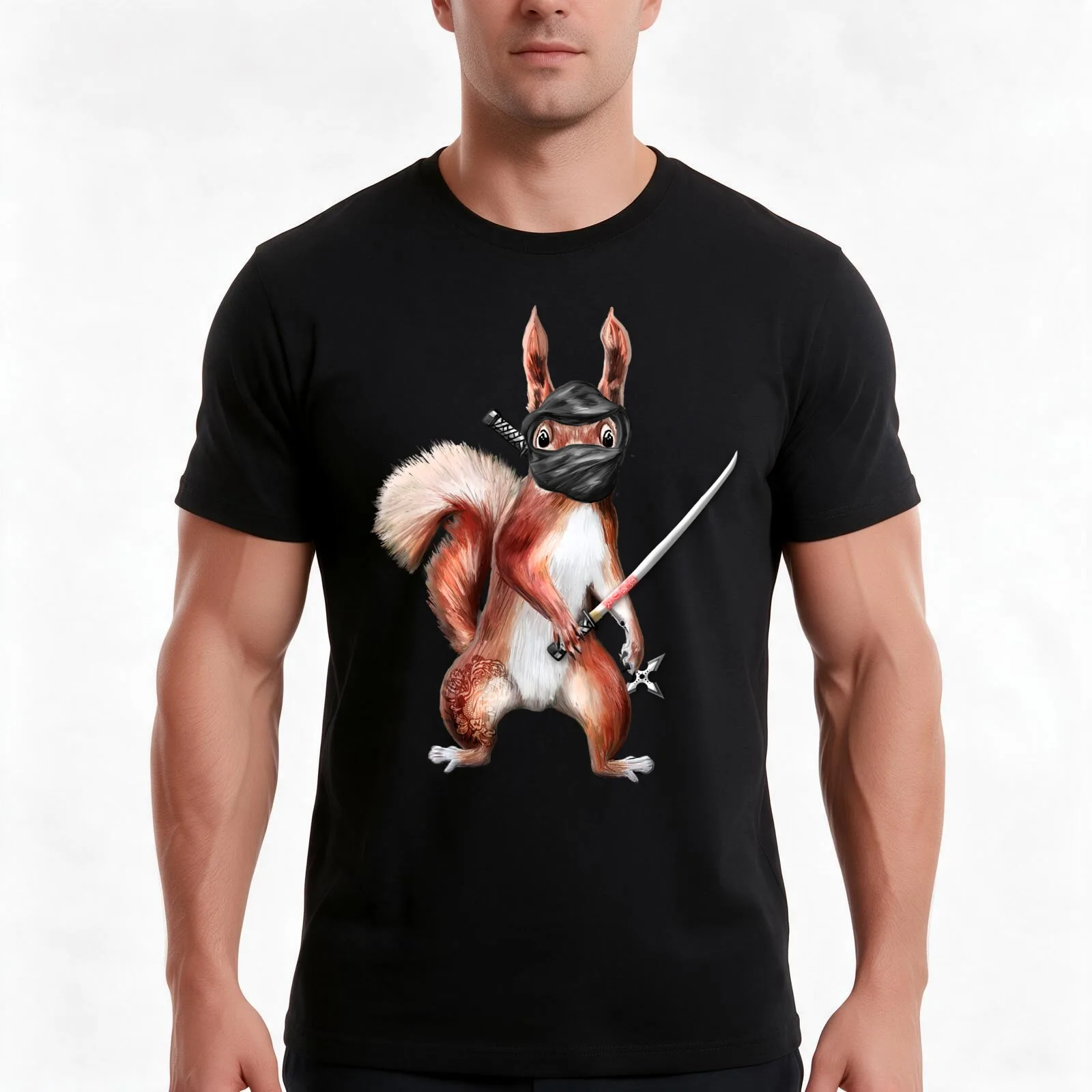 Japanese Ninja Squirrel - Gift for Animal and Japanese aesthetic lovers, kids adults T-Shirt, Summer Casual Cotton Tee