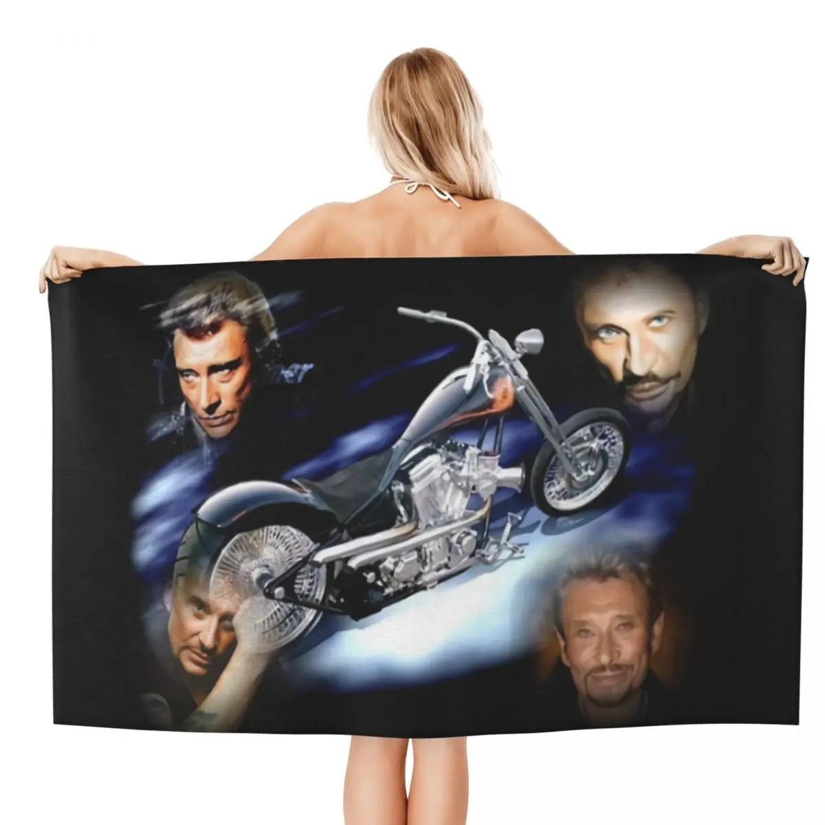 Custom Johnny Hallyday Absorbent Microfiber Beach Bath Towel Quick Drying French Singer Rock Music Shower Pool Towels