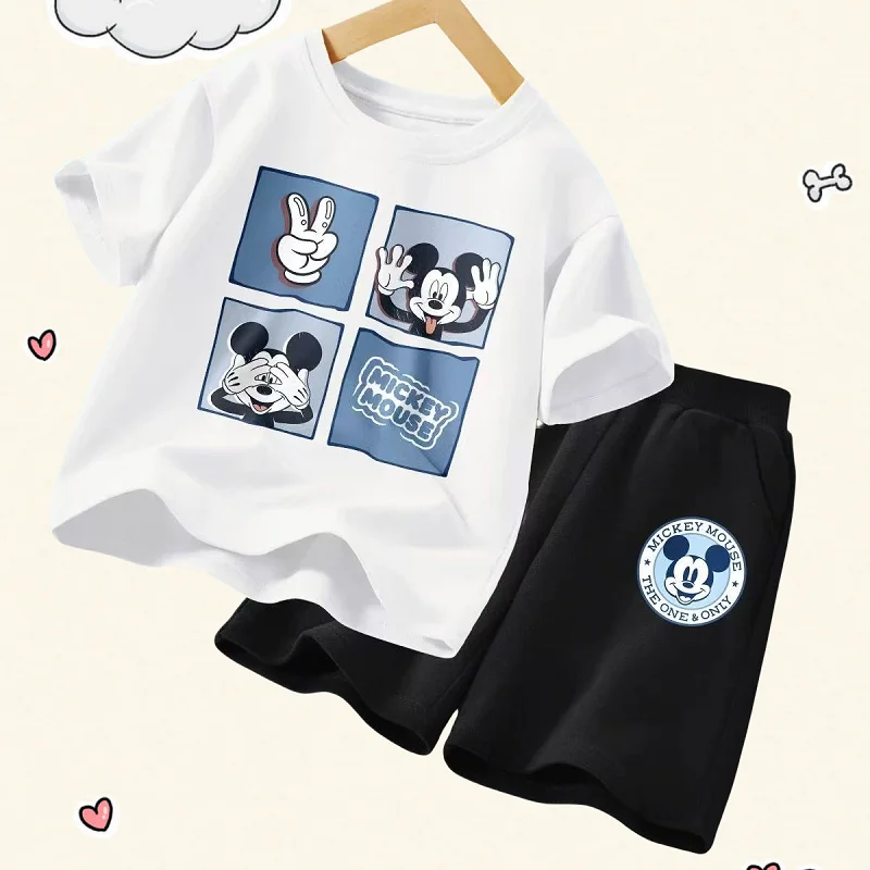 

Summer Baby Girl Boy Clothes Set Children Disney Mickey Printing T-shirt and Short Two Pieces Suit Kid Shorts Sleeve Tracksuit