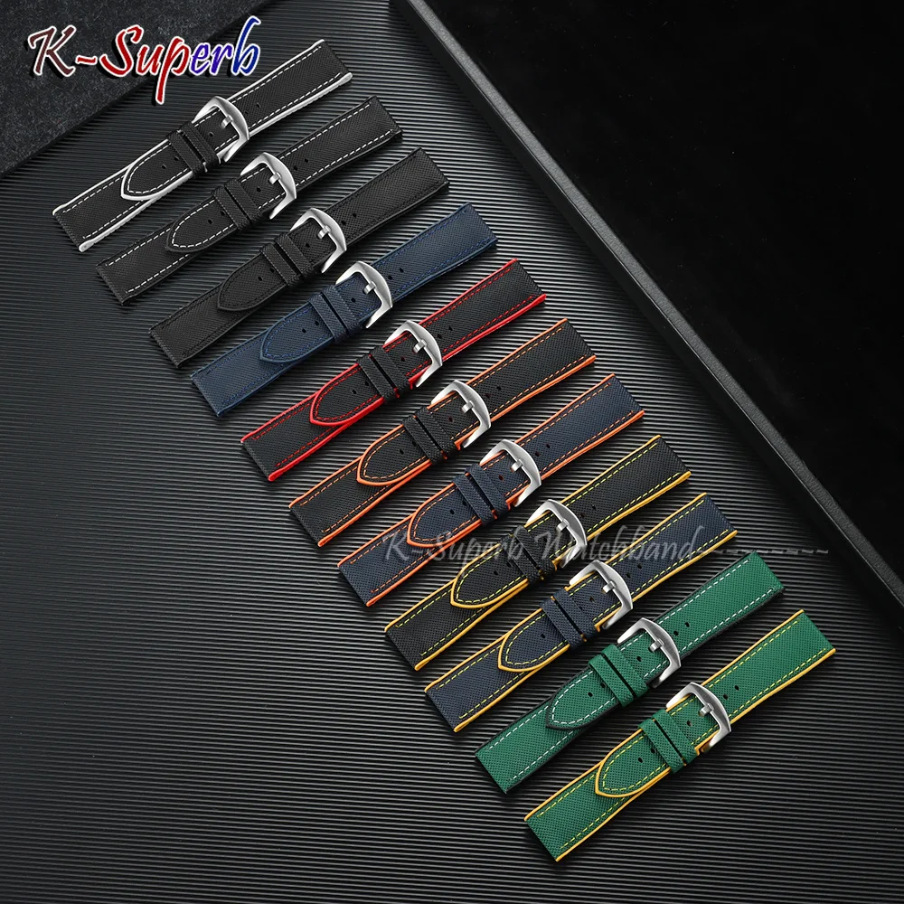 Waterproof Wrist Bracelets 18mm 19mm 20mm 21mm 22mm 24mm Nylon Sailcloth Rubber Hybrid Watch Band Replace Silicone Watch Strap view 4