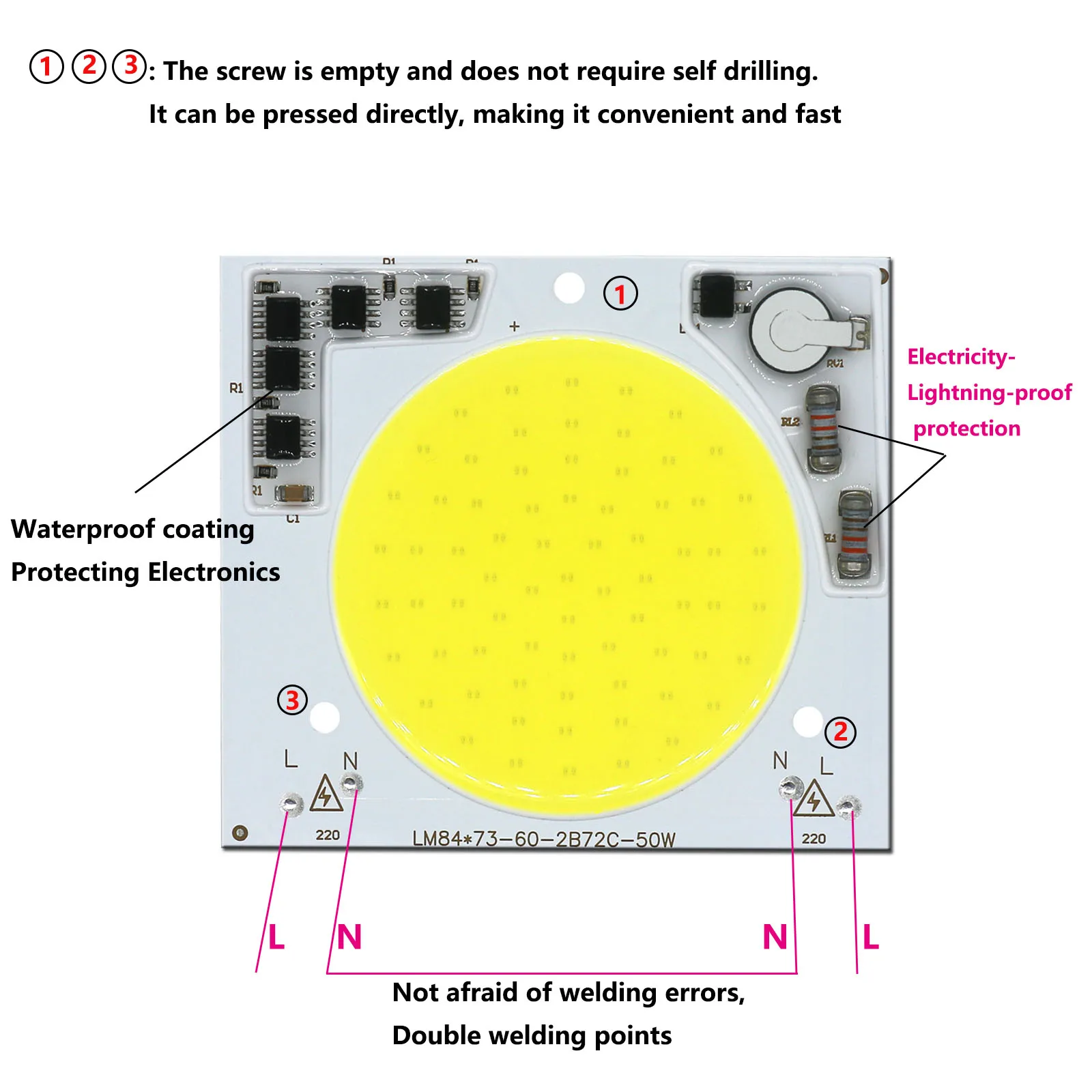 LED 220V COB chip50W Super Bright Matrix 220V non c\' รจ bisogno di driver per accessori di illuminazione faretto proiettore lampadina a LED