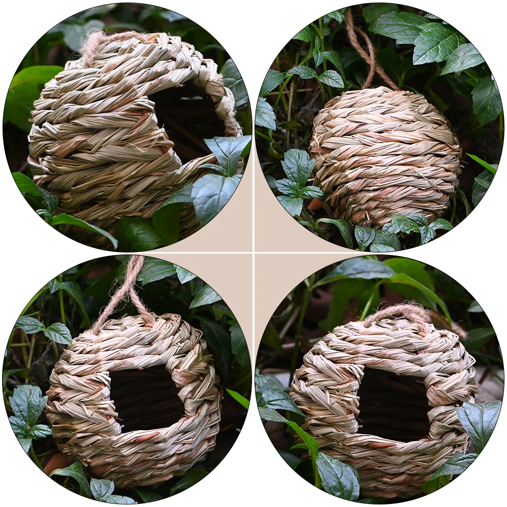 

2pcs Handwoven Bird Nests Natural Grass Handwoven Birdhouse Birdhouse Safe for Small Birds Pet Supplies