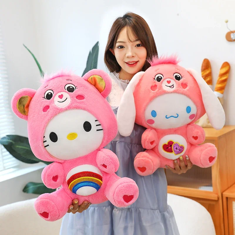 50cm Kawaii Cartoon Care Bears Cross-Dressing Hello Kitty Big Plush Toy Rainbow Bear Plush Doll Bedroom Pillow Kid Birthday Gift