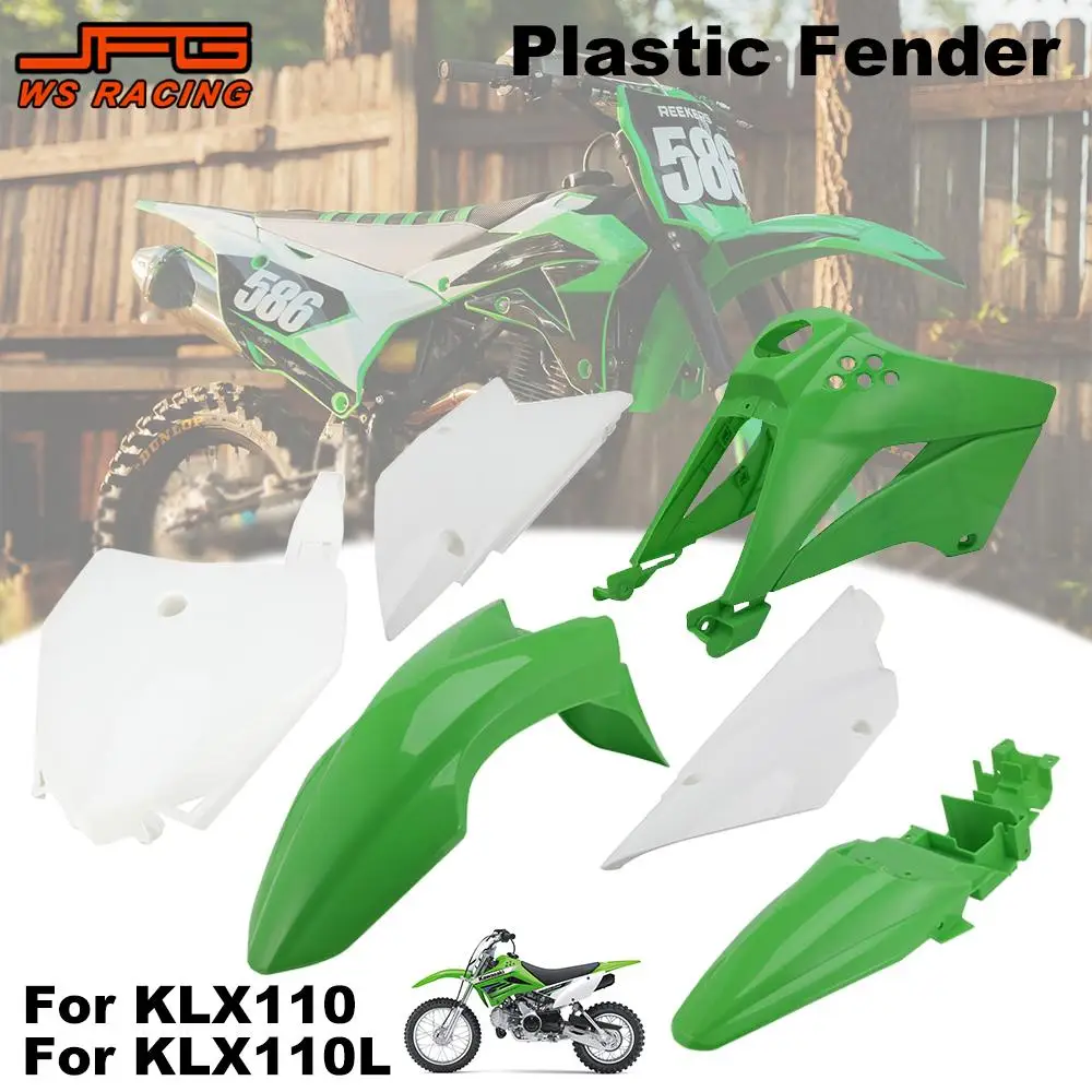 

Front Rear Fender Mudguard Motorcycle Accessories Side Cover Fuel Tank Guard Kits Set For KAWASAKI KLX110 KLX110L Dirt Pit Bike