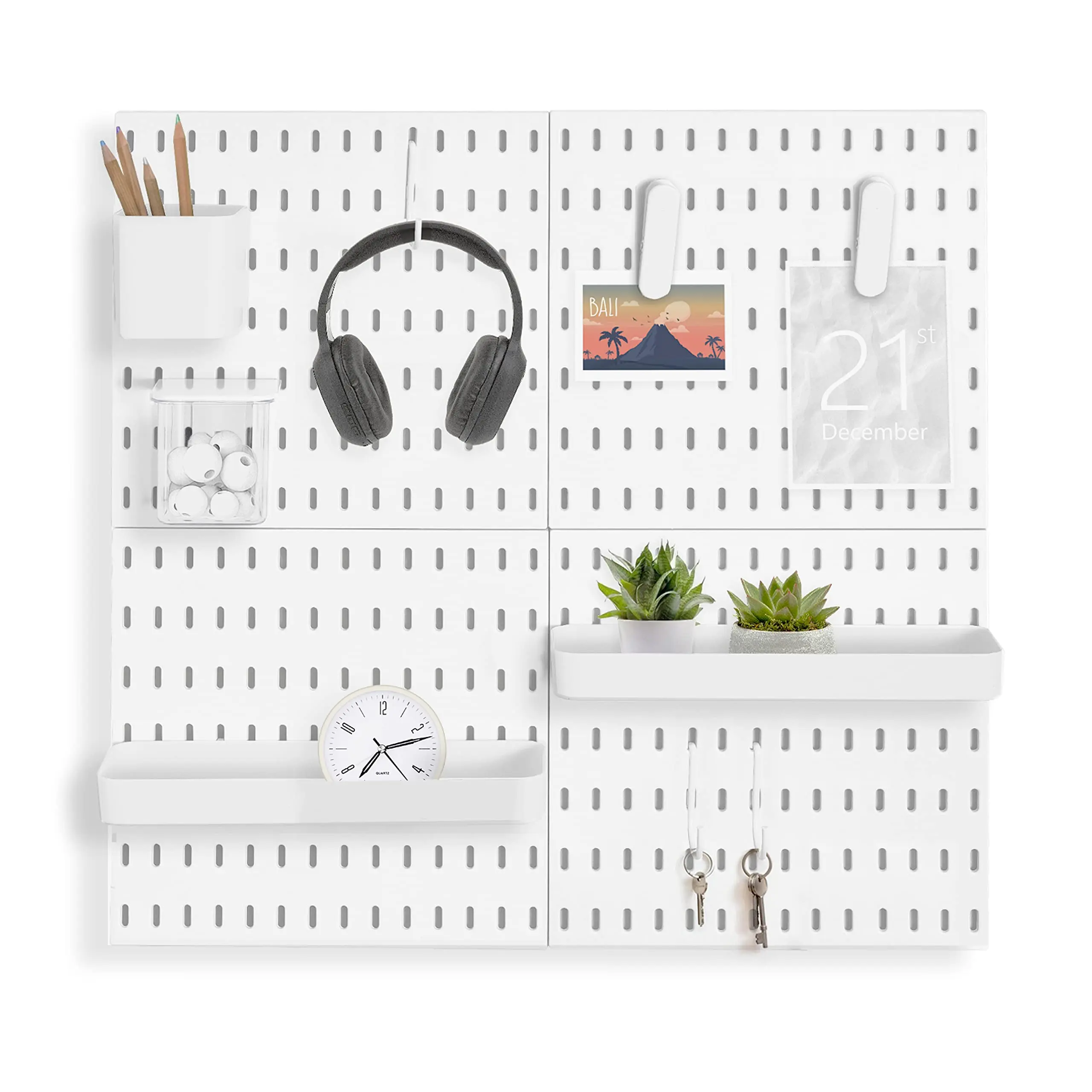 Kit combinato Pegboard con 13 accessori da appendere modulari per organizer da parete, asilo nido, organizzazione artigianale