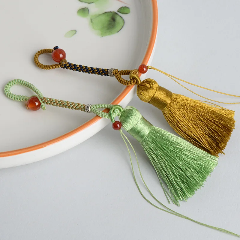 Chinese Style Lucky Hand Woven Corn Knot Tassel Lanyard Semi Finished Keychain Bag Pendant Rope For Peace Buckle Amulet Jade Diy