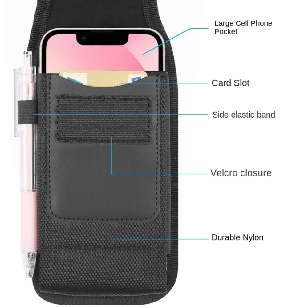 พร้อมห่วงเข็มขัด กระเป๋าคาดเอวสำหรับโทรศัพท์มือถือ แนวตั้ง ทนทาน ไนลอน คลิปหนีบเข็มขัดสำหรับโทรศัพท์มือถือ แบบพกพา ทนต่อการสึกหรอ