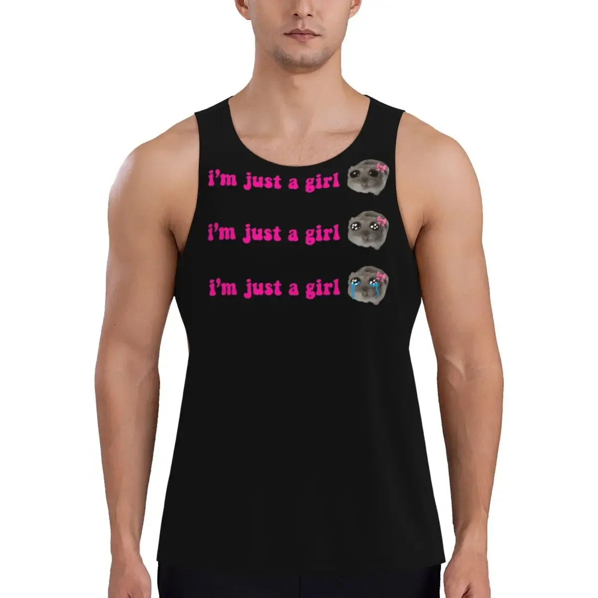Quick Dry Sad Hamster Meme 1 Gym Tank Muscle Sleeveless Shirt Bodybuilding Breathable Vest