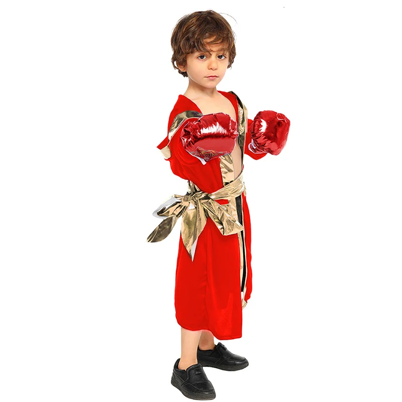 レッドノックアウトチャンプボクシングカーニバルハロウィン子供用ドレスアップブックウィークコスプレ子供用ブラックブルーボクサーコスチューム新入荷2026