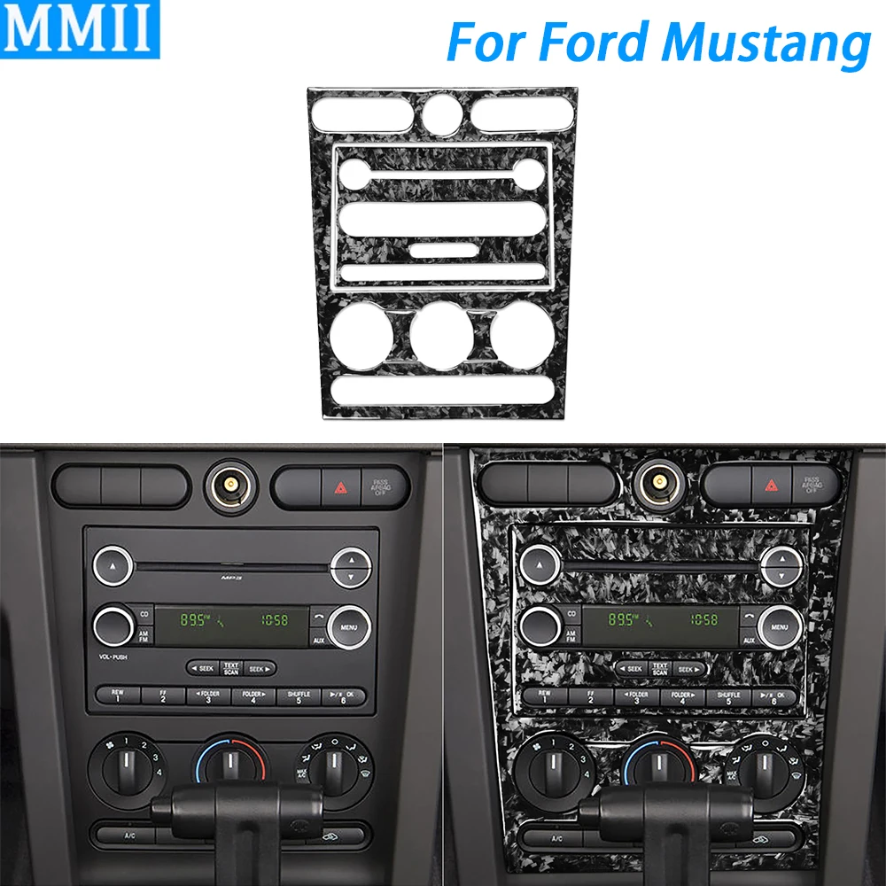 

For Ford Mustang 2005-2009 Forged Carbon Fiber Center Console Radio CD Surround Panel Set Trim Car Interior Accessories Sticker