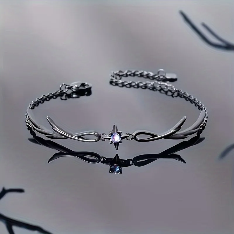 Cross-border Twilight Black Feather Bracelet Dark Black Female ins Niche Design Girlfriend Spice Girl Dark Wind Hand Jewelry