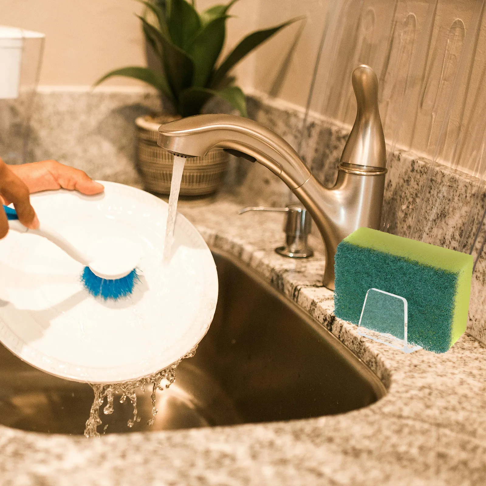 

2Pcs Kitchen Sink Sponge Holder Acrylic Multipurpose Dish Sponge Rack Organizer Easy Installation Efficient Drainage Space