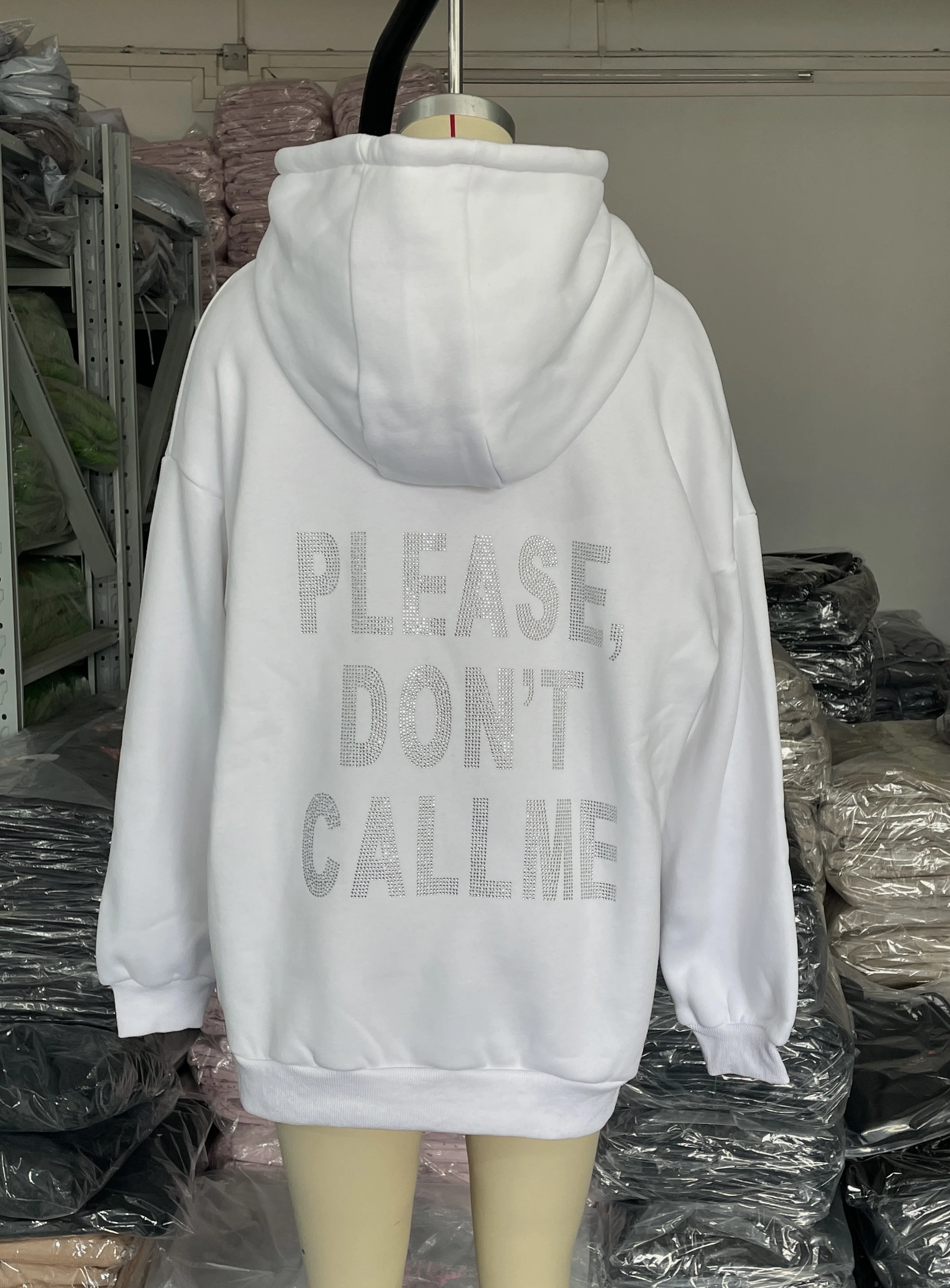 Sudadera con capucha de manga larga para mujer, abrigo informal holgado con letras de diamantes de imitación, estilo callejero, ropa y2k, primavera y otoño, 2024