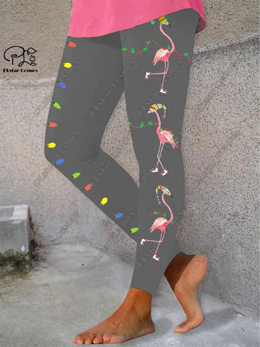 PLstar Cosmos 3D Printed Women's Colorful Christmas Small Floral Leggings Plus Size Workout Slim Pants Casual Fitness Sports 1