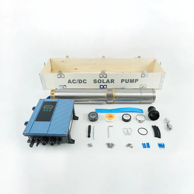Bomba de água solar de 1,5 HP 4 polegadas Ac Dc Bomba submersível solar Controlador de inversor solar MPPT