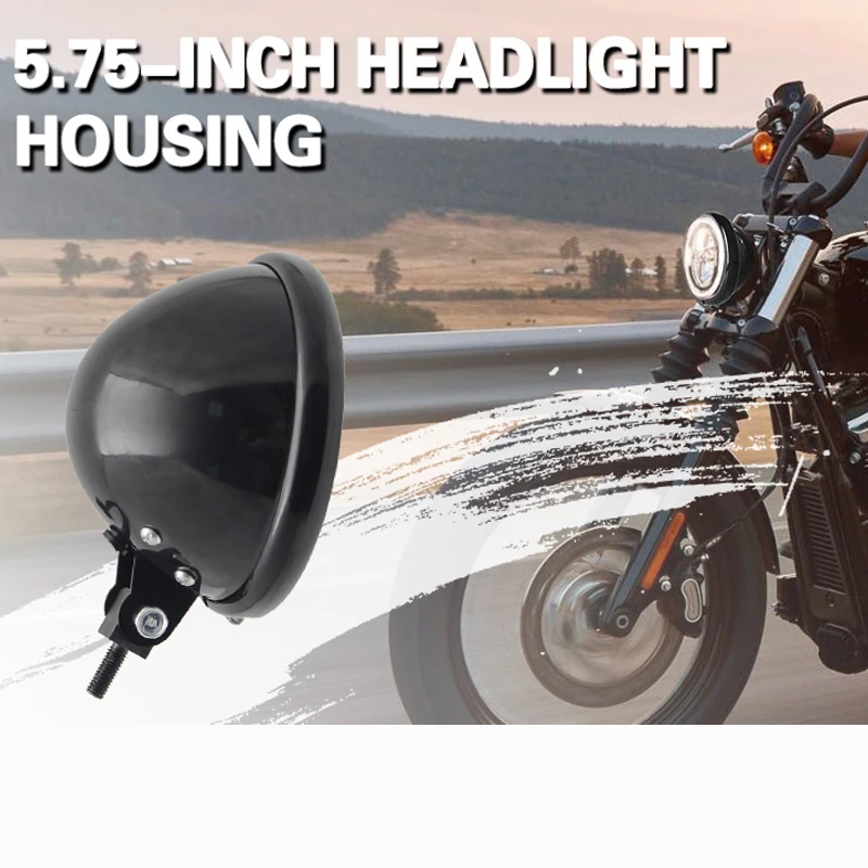 

Lengthened Bolt 5.75 Inch Headlight Housing Motorcycle 5 3/4" LED Headlight Bucket Shell Round Headlamp Light Bulb Bottom Mount
