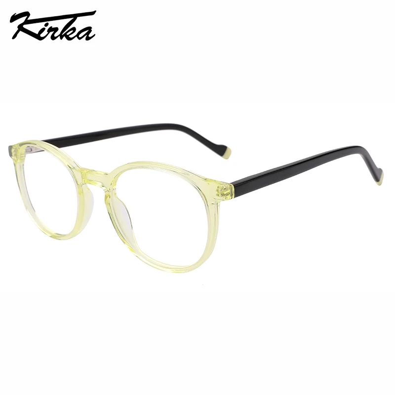 

Kirka Optical Children Kids Glasses Acetate Round Boys&Girls Frames Pattern Laminating Temple Tips Child Eyeglasses WK1061