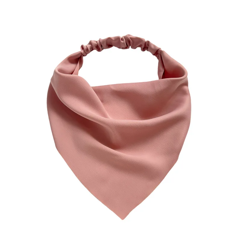 Ruoshui New Woman Solid Summer Head Scarf Satin Triangle Bandanas Lady Fashion Printing Elastic Hairband Girls Hair Accessories