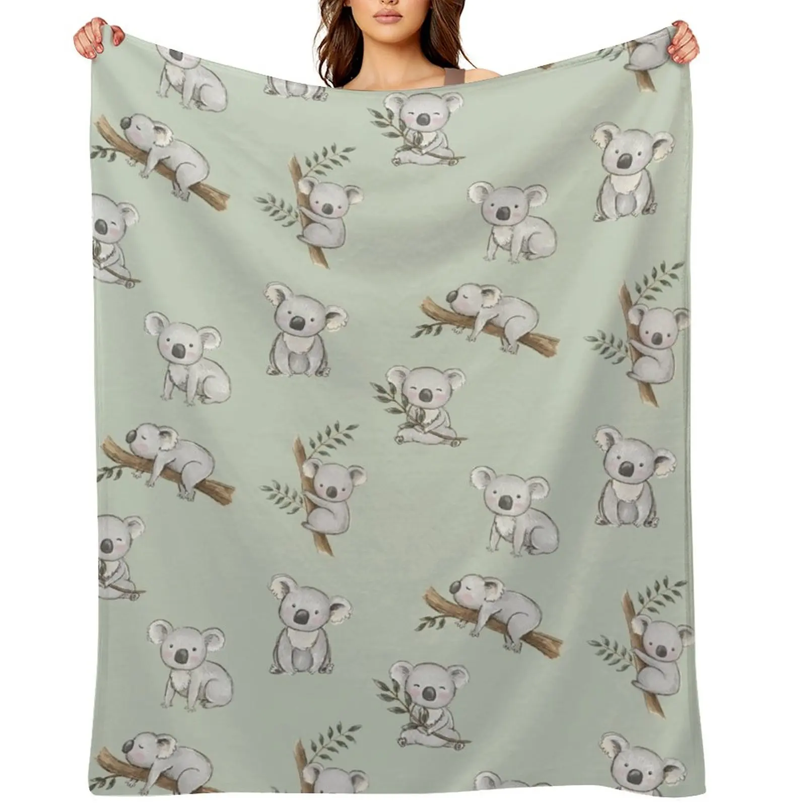 

Aussie Animals: Cute Koala Pack Throw Blanket Beach sofa bed Picnic Luxury St Blankets