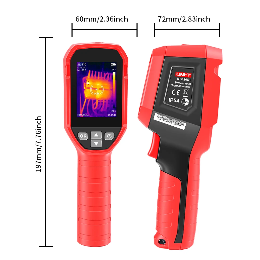 UNI‑T UTi120S+ Industrial Thermal Imager,‑20℃‑550℃,120×90 IR Resolution with 2X Super‑Resolution(240×180),7 Color Palettes view 6